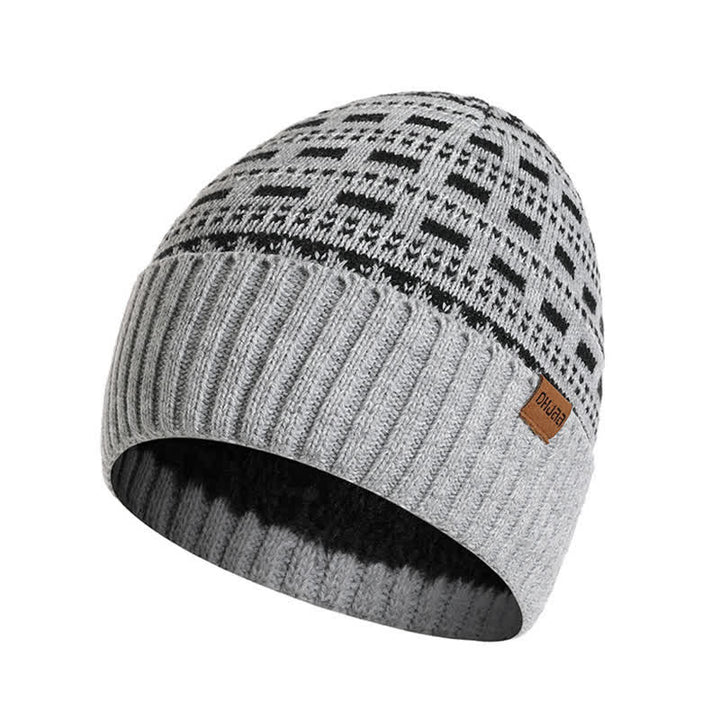 3-tlg. Set aus lockerer, doppellagiger Strickmütze, Schal und Handschuhen