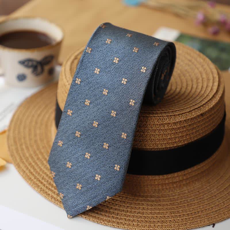 2er-Set Vintage Krawatten und Einstecktücher für Herren mit Mini-Motiv