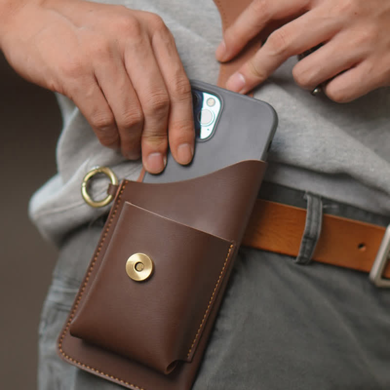 Retro-Messing-Druckknopf-Handygürteltasche