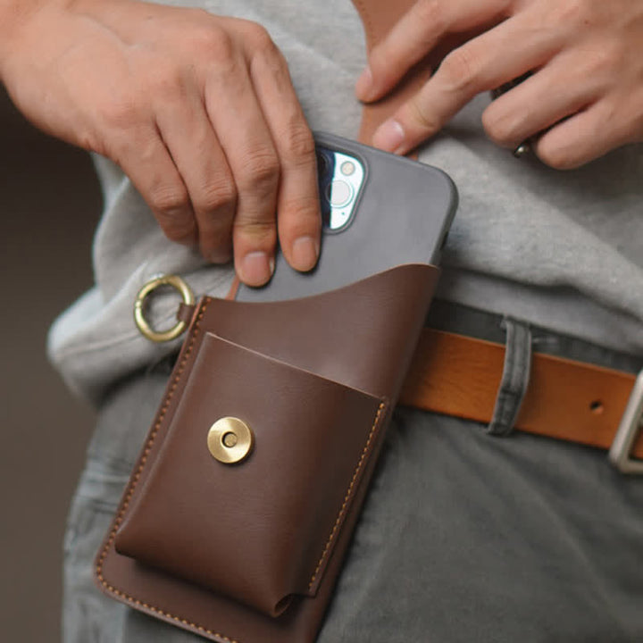 Retro-Messing-Druckknopf-Handygürteltasche