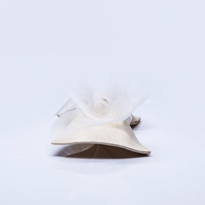 Elegante warme Elfenbeinweiße Organza-Fliege für Männer