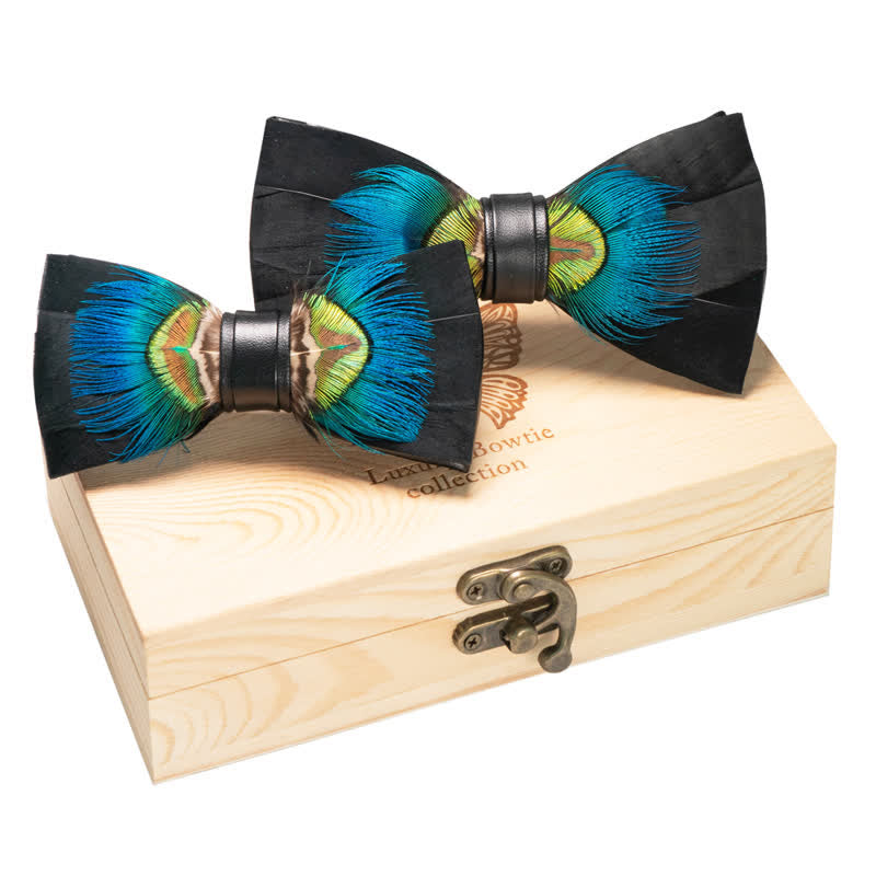 2 Stk. Blau & Schwarz Eltern-Kind Fasan Fliegen-Set