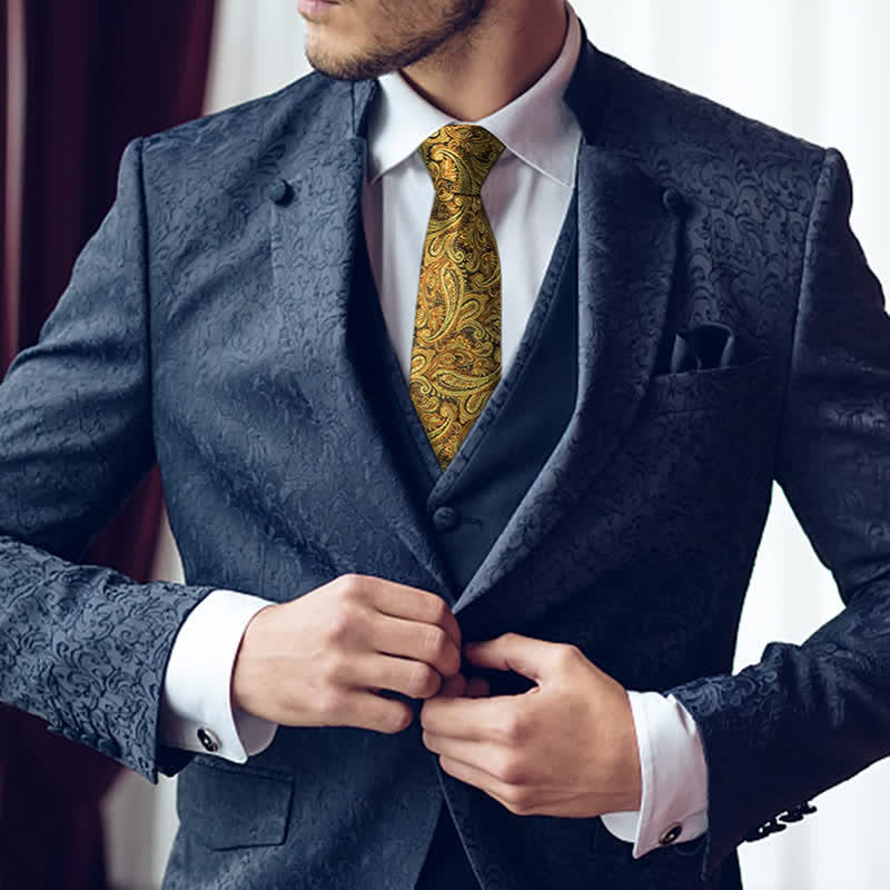 3-teiliges klassisches Paisley-Blumen-Krawatten-Set für Herren