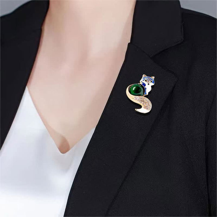 Damen Glasiert Emaille Fuchs Brosche