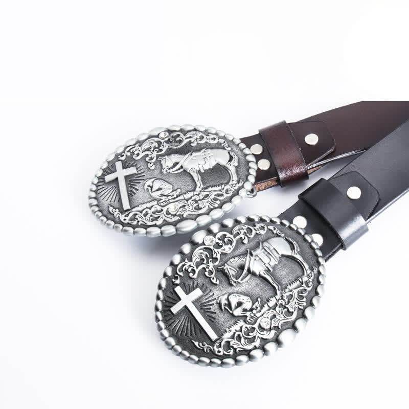 Herren Steed Kreuz Knien Gebet Ledergürtel