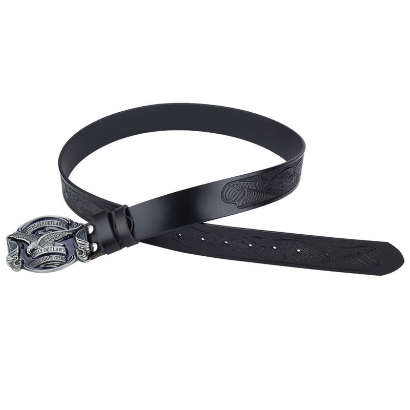 Herren Ledergürtel mit fliegendem Adler und amerikanischer Flagge