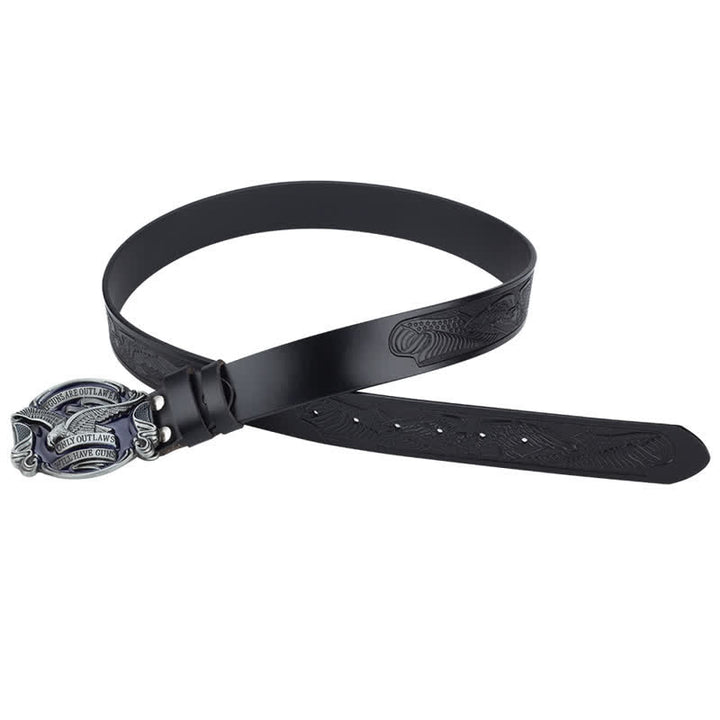 Herren Ledergürtel mit fliegendem Adler und amerikanischer Flagge