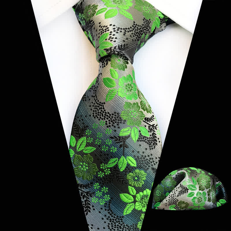 2-teiliges Krawattenset für Herren mit Pflaumenblüten-Blumenmuster