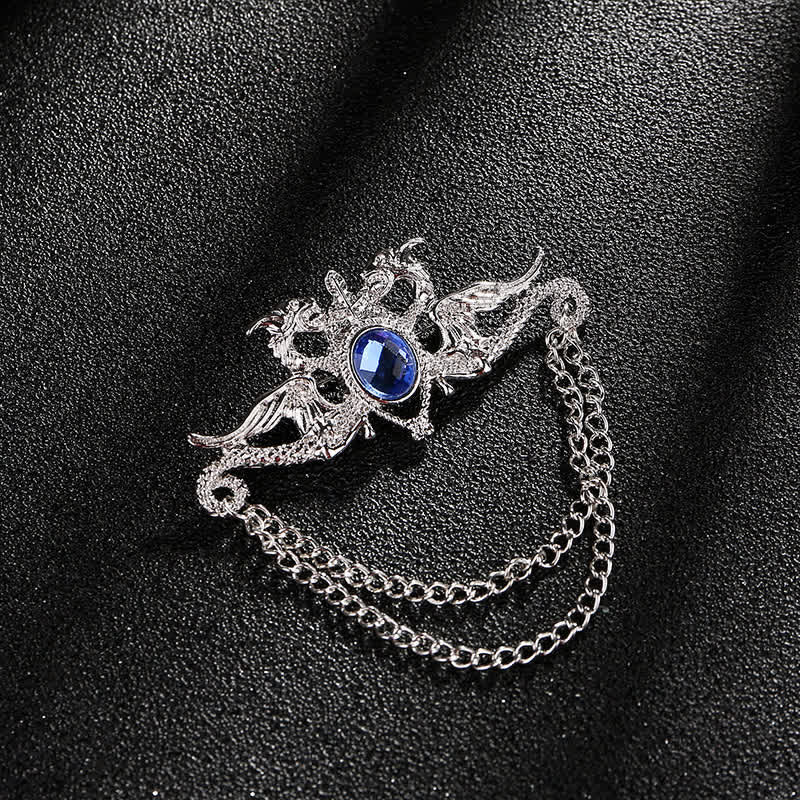 Vintage Drachen Kristall Quastenbrosche für Männer