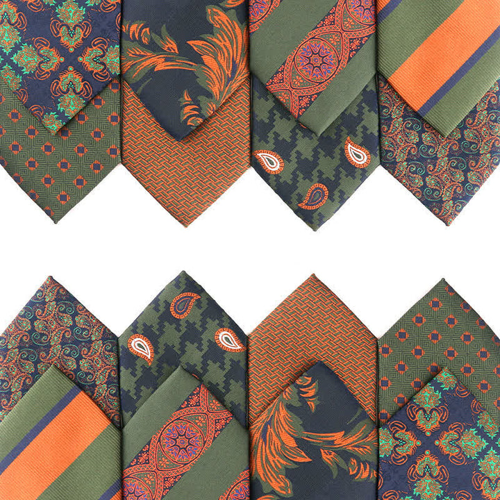 Herren Waldgrün Orange Serie Krawatte