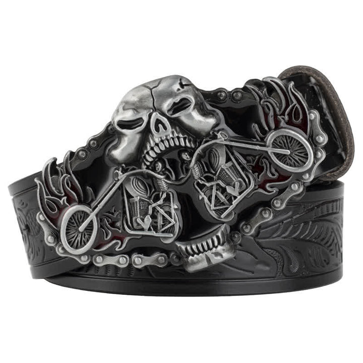 Gothic-Motorrad-Gürtel aus Leder mit Geisterkopf für Herren