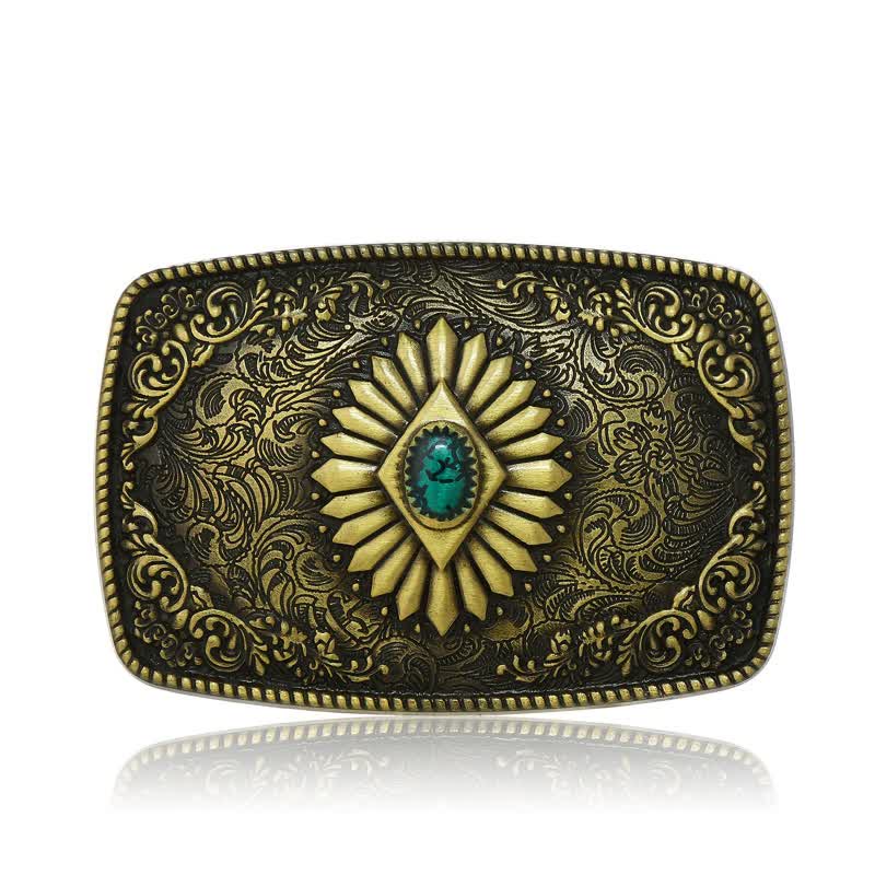 Herren DIY quadratischer türkisfarbener Westschnallen-Ledergürtel