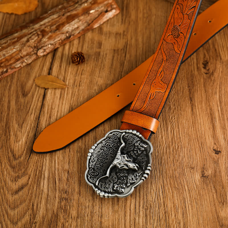 Herren Cowboy Gothic Schädel Stier Ledergürtel