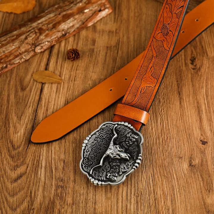 Herren Cowboy Gothic Schädel Stier Ledergürtel