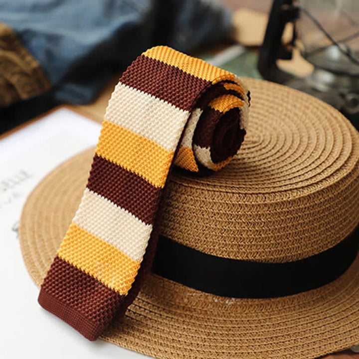Herbst Herren Horizontal gestreifte Strickkrawatte