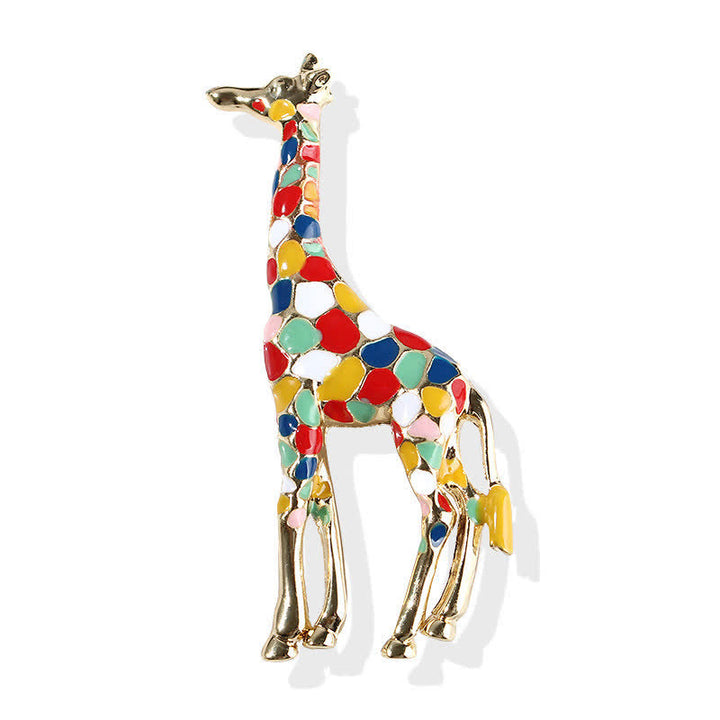 Damen Cartoon Glänzende Emaille Giraffenbrosche
