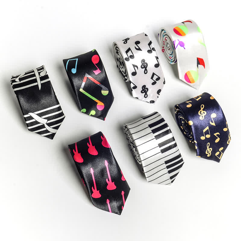 Krawatte mit Persönlichkeit und Klavier-Notenmuster für Herren