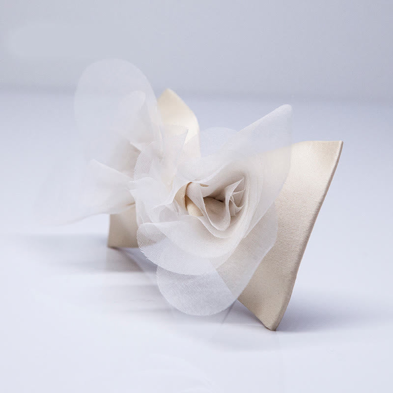 Elegante warme Elfenbeinweiße Organza-Fliege für Männer