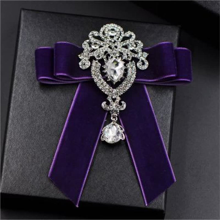 2er Set Royal Rhinestone Brosche Samt Fliege