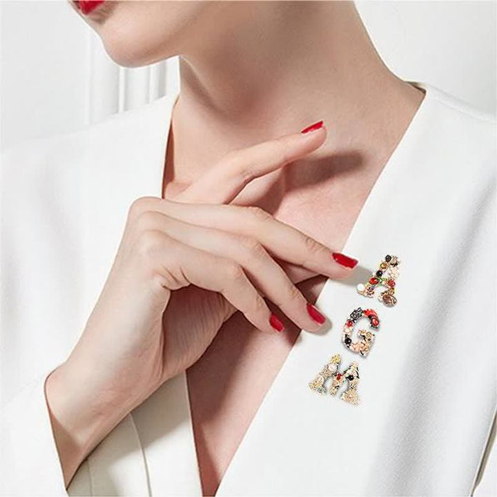 Unisex Barock Perlen Buchstaben Brosche