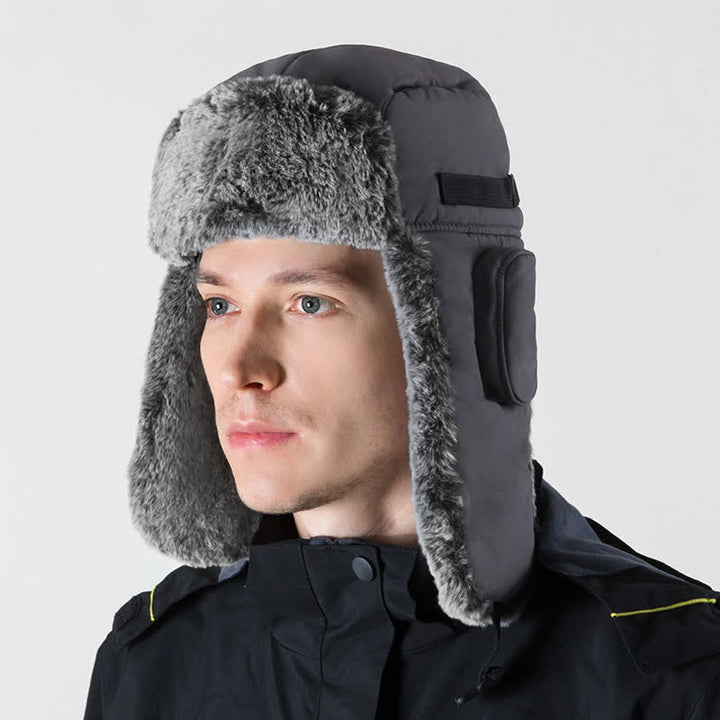 Unisex Outdoor Aviator Cap Kunstfell Trapper Hut Set