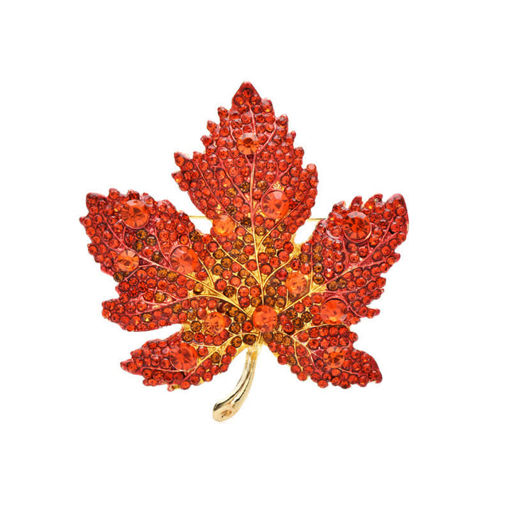 Frauen Strass Kristall Ahornblatt Brosche