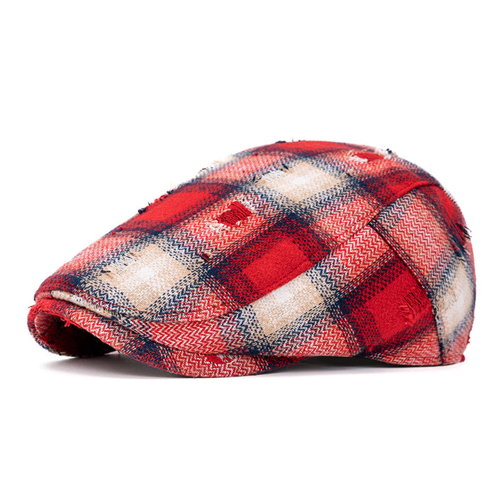 Herbst & Winter Broken Edge Vintage Plaid Baskenmütze - Rot - Einstellbar (22"-24") - image 11