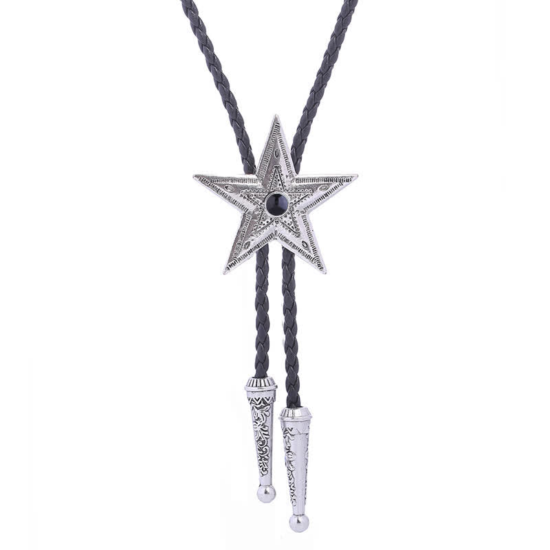Vintage Naturstein Stern Anhänger Halskette Bolo Tie