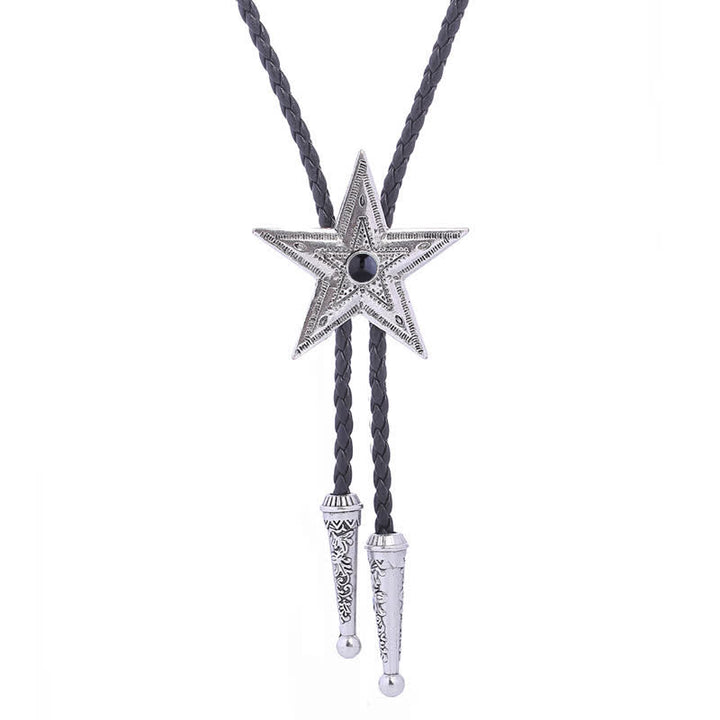 Vintage Naturstein Stern Anhänger Halskette Bolo Tie