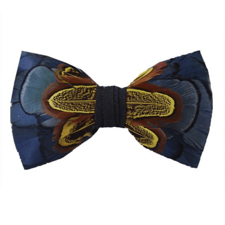 Marineblau &amp; Gelb Wildnis Federfliege mit Reversnadel