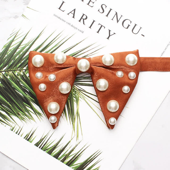 Pearls Bright Oversized Pointed Bow Tie - Orange - image 13