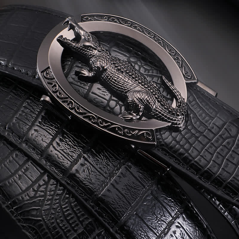 Herren-Alligator-Ledergürtel mit automatischer Schnalle und Krokodilprägung - image 7