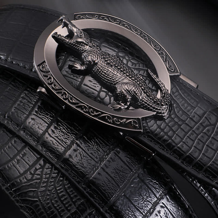 Herren-Alligator-Ledergürtel mit automatischer Schnalle und Krokodilprägung - image 7