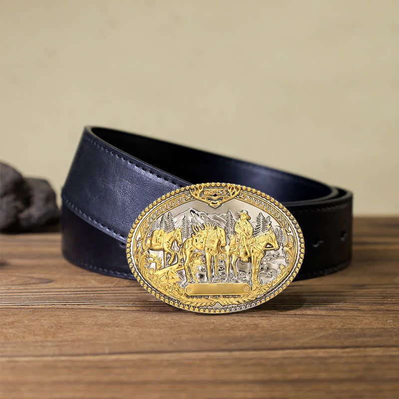 Herren DIY Cowboy Ritter Führt Pferd Schnalle Ledergürtel