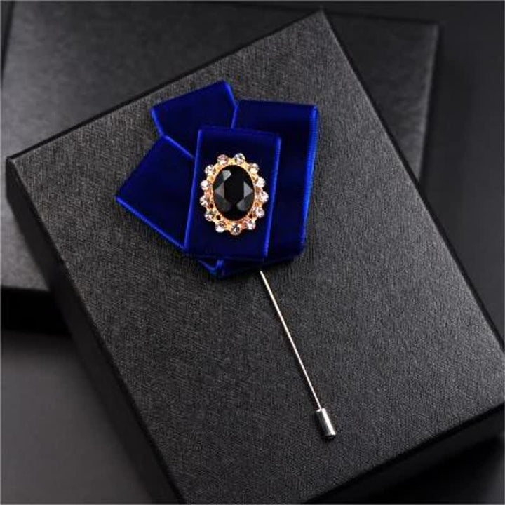 2er Set Royal Strass Brosche Samt Fliege