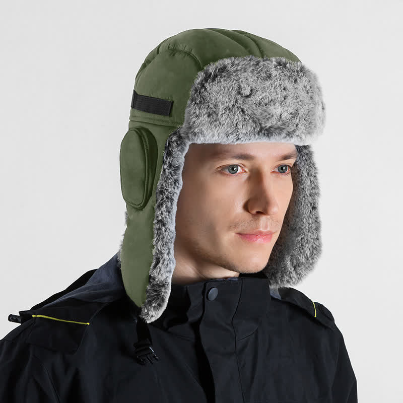 Unisex Outdoor Aviator Cap Kunstfell Trapper Hut Set