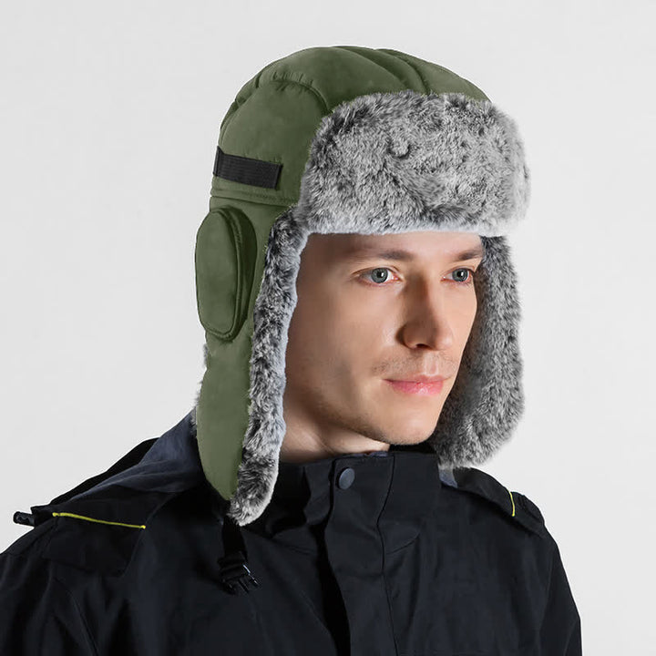 Unisex Outdoor Aviator Cap Kunstfell Trapper Hut Set