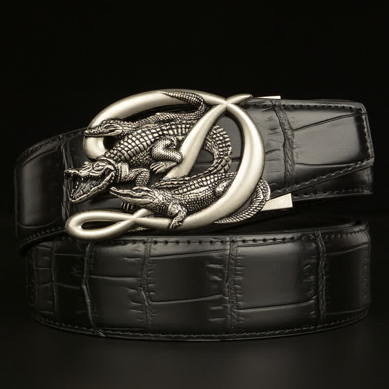 Herren Krokodilschnalle Alligator-Muster Ledergürtel