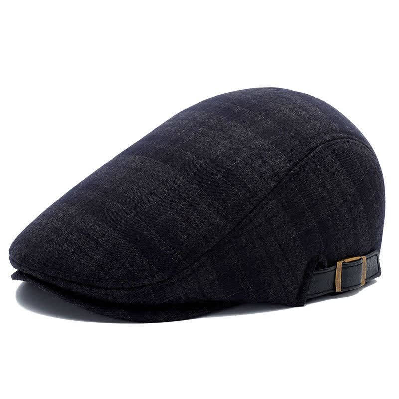 Künstler-Polarfleece-Kariertes Flat Cap Barett - Schwarzes Quadrat - Verstellbar (ca. 22"-23 1/4") - image 12