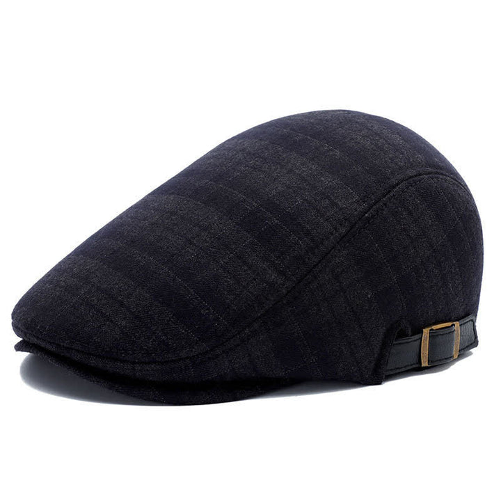 Künstler-Polarfleece-Kariertes Flat Cap Barett - Schwarzes Quadrat - Verstellbar (ca. 22"-23 1/4") - image 12
