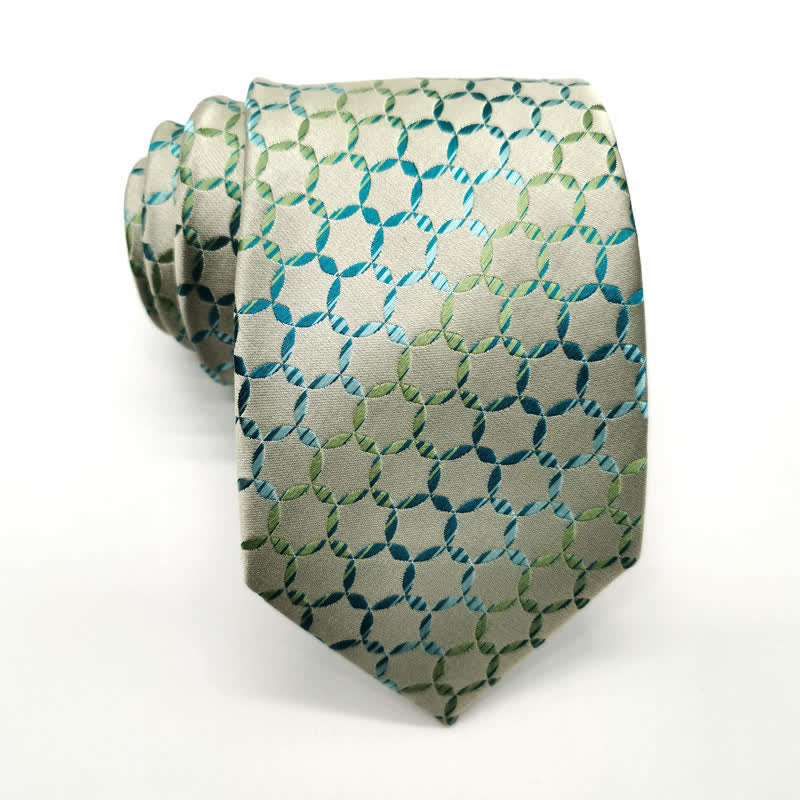 Herren Krawatte aus reiner Seide mit gestreiftem Hexagon-Muster
