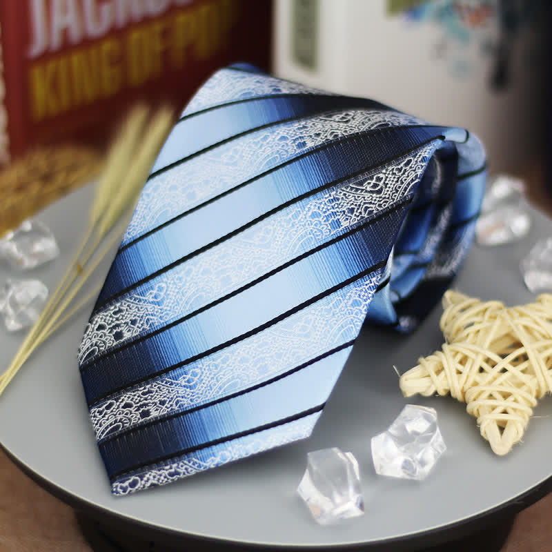 Schattierung von Blau Gradient Paisley gestreifte Krawatte für Herren