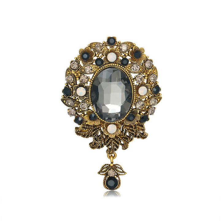 Damen Bohemia Runde Kristall Wassertropfen Brosche