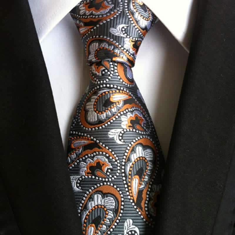 Herren Krawatte mit Meereswellen und Paisley-Muster - Grau - image 0