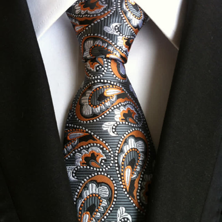 Herren Krawatte mit Meereswellen und Paisley-Muster - Grau - image 0