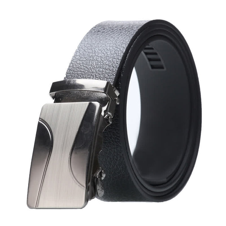 Herren Business Automatik Schnalle Schwarzer Ledergürtel - Stil Nr. 4 - Silber - 42 - image 9