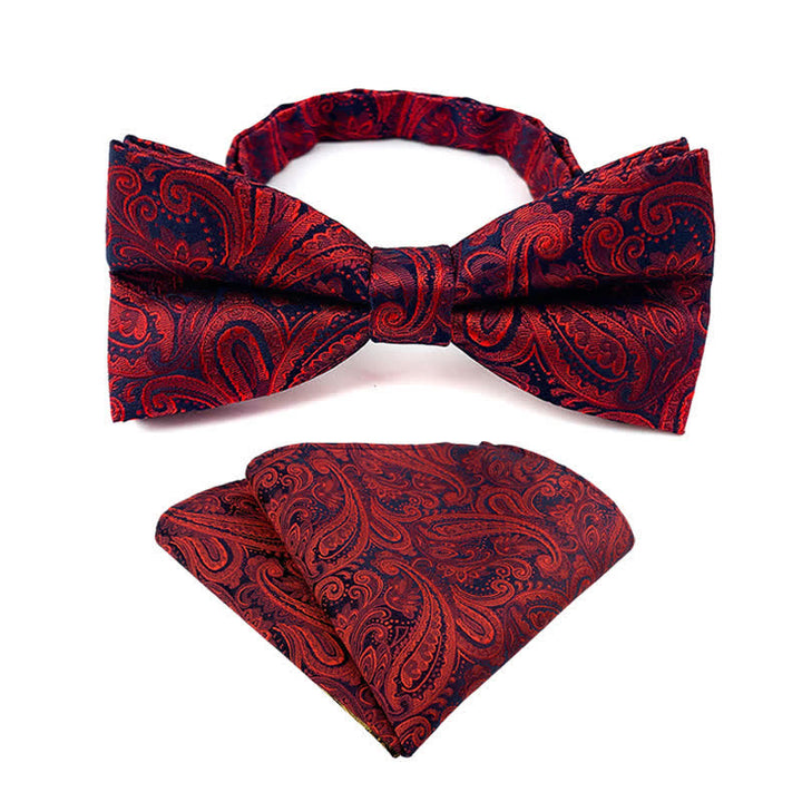 2-tlg. Set aus Fliege und Einstecktuch mit blumigem Paisley-Muster für Herren