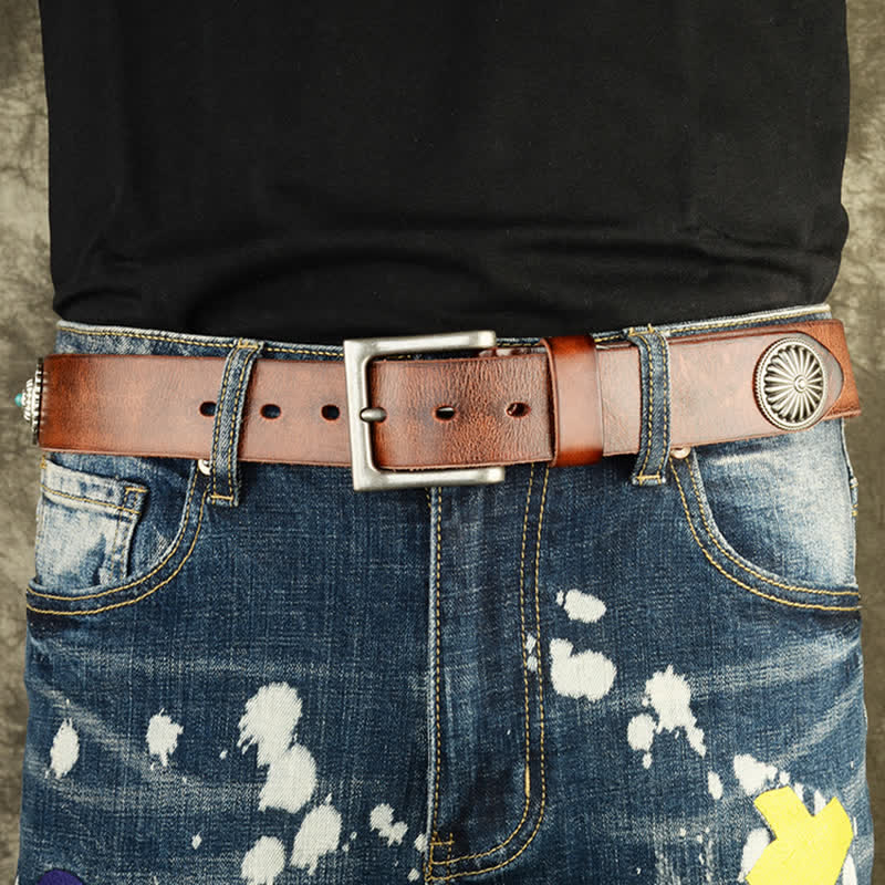 Herren Punk Heavy Metal Nietengürtel aus Leder