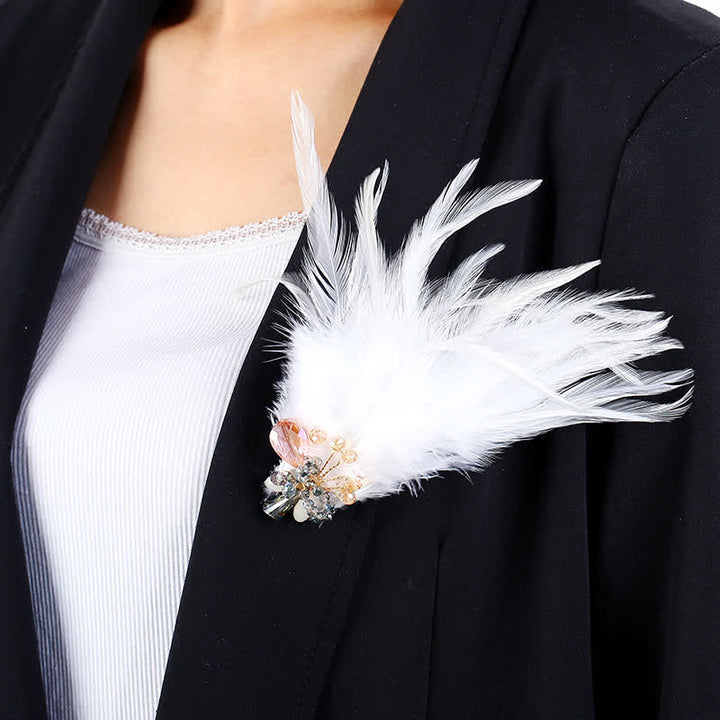 Luxuriöse Frauen-Kristallzweig-Schneeflocken-Feder-Brosche