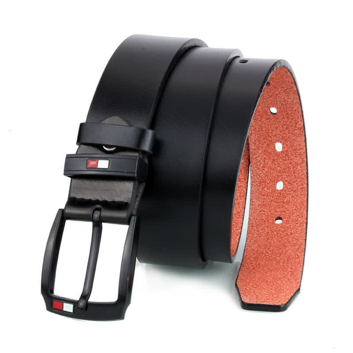 Schwarzer Retro-Ledergürtel mit Schnalle für Herren - image 2